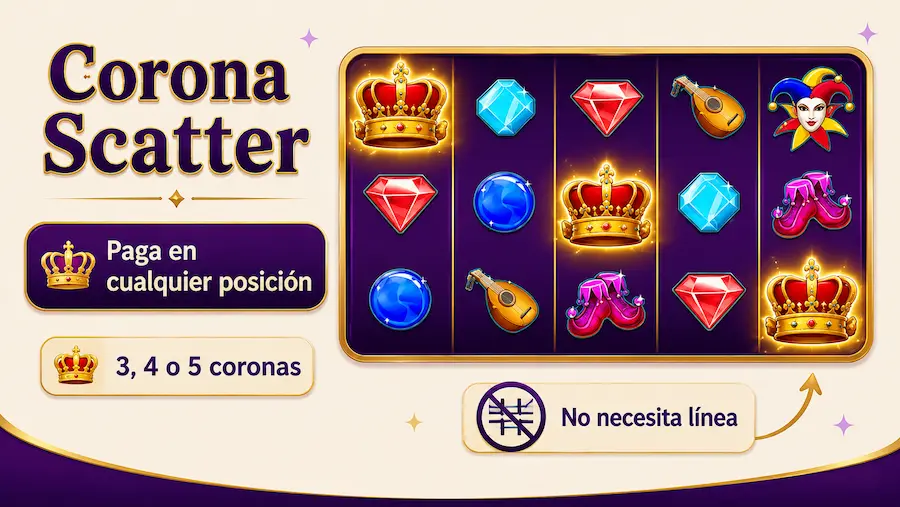 Corona Scatter de Joker Jewels pagando en cualquier posición
